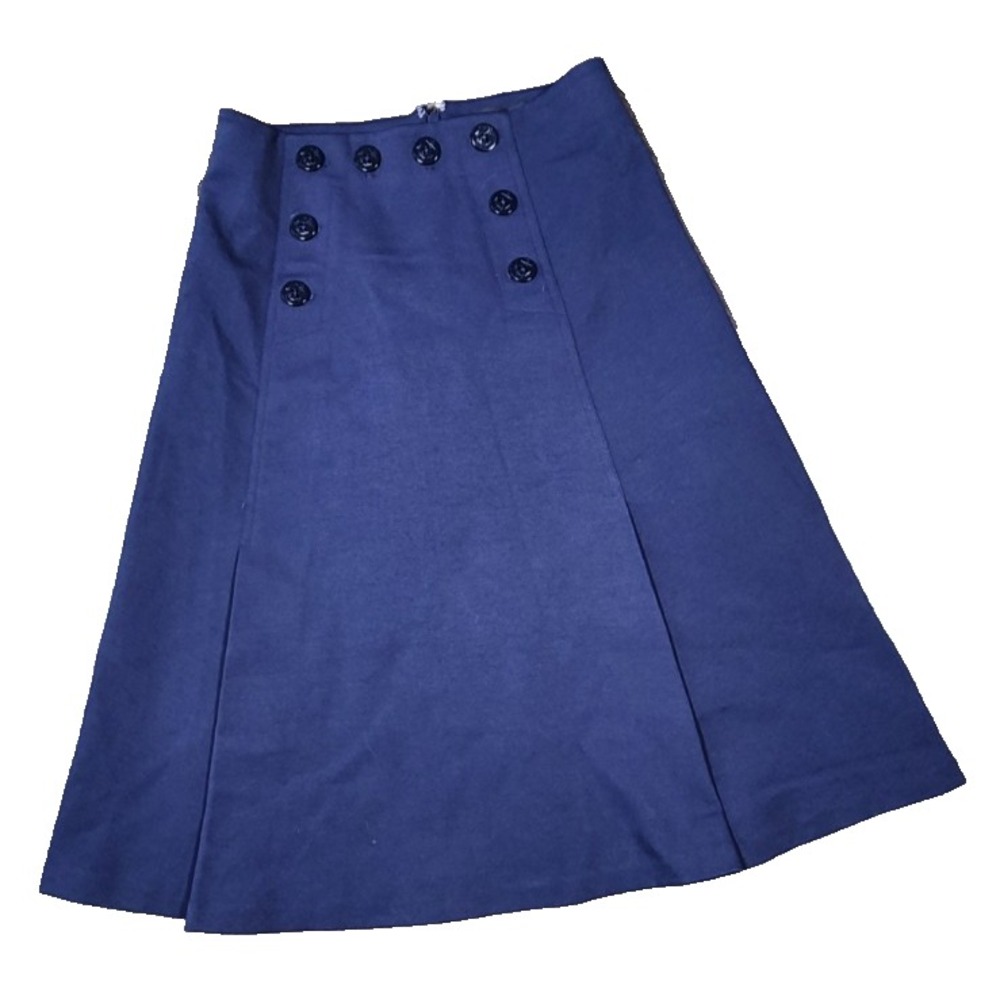 J.Crew Navy Blue Sailor Skirt A-Line Nautical Button Front Size 0